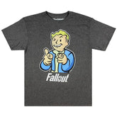 Fallout Video Game Vault Boy Short Sleeve Men's Heather Gray T-Shirt by Bethesda & Bioworld